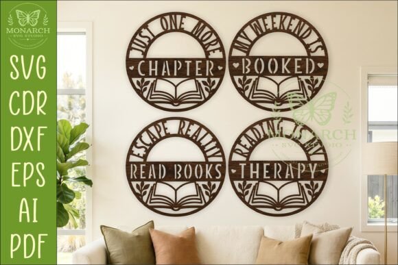 Download Book Lover Wall Sign Bundle SVG X 4 - Book Collection