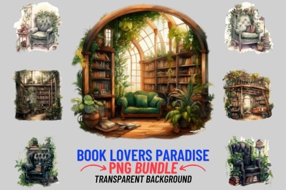 Download Book Lovers Library Sublimation Clipart - Book Collection