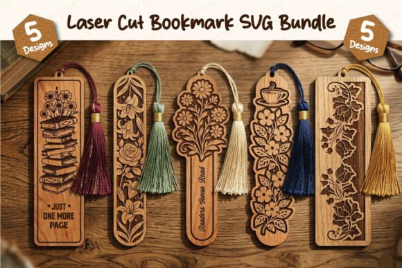 Download Premium Wooden Laser Cut Bookmark Bundle - Book Collection