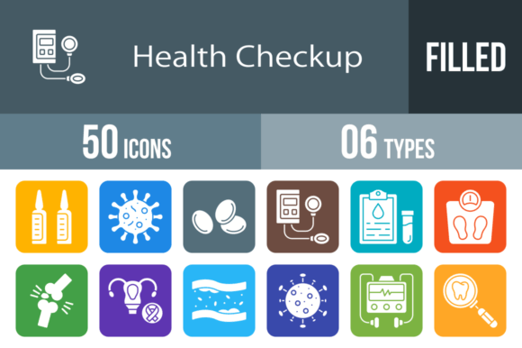 Download 50 Health Checkup Round Corner Icons - Premium Bundle