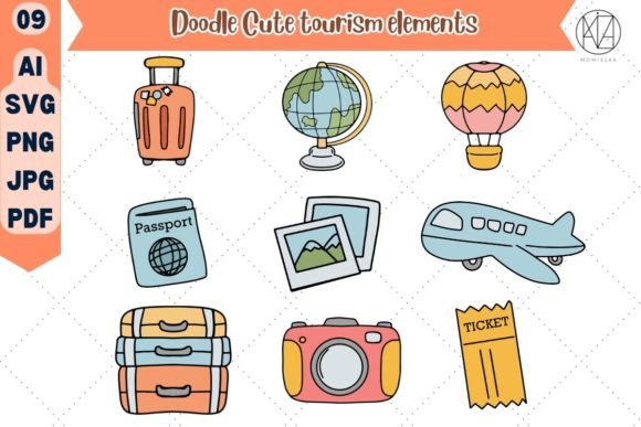 Download Doodle Tourism Elements Illustration SVG - Tourism Collection