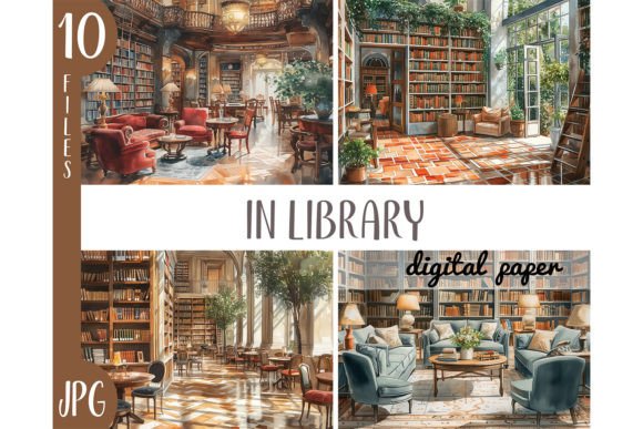 Download Watercolor Cozy Library Clipart - Books - Book Collection
