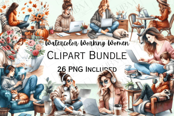 Download Watercolor Working Women Clipart - Working Collection