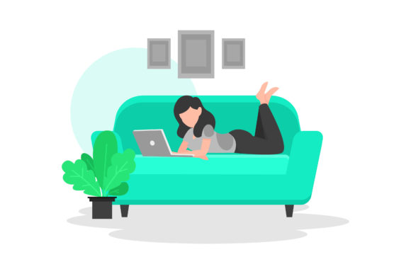 Download Illustration of Working with a Laptop - Working Collection